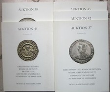 Lotto di 5 Cataloghi d'aste Munzen & Medaillen aste 37,39,42,43,44 antiche+libri