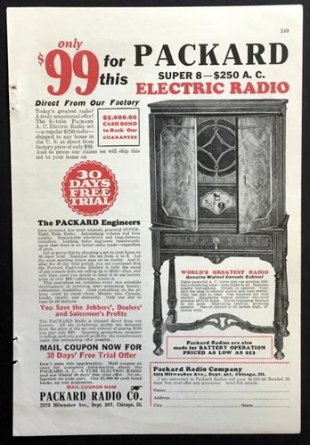 Radio elettrica packard super - radio,