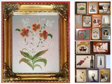 SPECCHIO -  dipinto con motivo floreale cm27 x h32, cornice dorata e altri