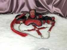 KIT SADOMASO PROFESSIONALE MASCHERINA FRUSTINO INTIMO manette PELLE SERPENTE R/N