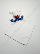 Doudou plat lapin blanc bleu - doudou,