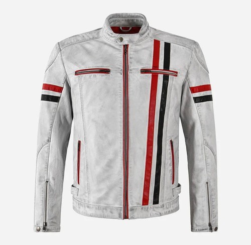 Giacca biker pelle - , bianca