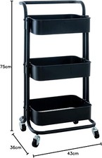 Carrello portaoggetti con Ruote Portavivande  Tre Ripiani in metallo