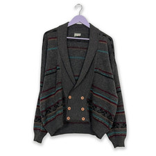 Cardigan Vintage grigio a fantasia 50% lana e alpaca con bottoni - Taglia 52 uom