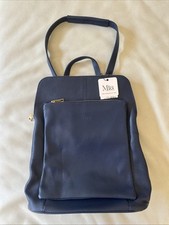 Zaino a tracolla Mia blu navy in pelle convertibile nuovo con etichetta Made in Italy