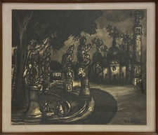 ZANCANARO TONO (Padova, 1906 - 1985) PRATO DELLA VALLE E S. GIUSTINA inchiostro 