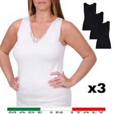Maglia Intima Donna Taglie Forti Cotone Spalla Larga Canottiera Oversize Pizzo