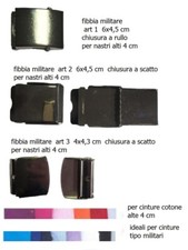 1 fibbia per cintura 4 cm argento lucido militare scatto military belt 