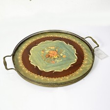 Antico Vassoio in legno sorrentino intarsio sorrento guantiera vintage manici 60