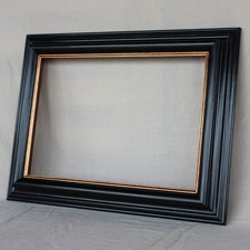 Cornice NEOCLASSICA Laccata NERA + ORO in LEGNO e Pastiglia ANTICA Epoca 900