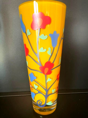 Vaso fiori vetro giallo - fiori,