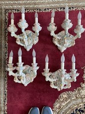 Applique da parete antiche in porcellana di Capodimonte (set di 4)