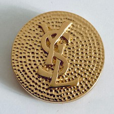 VINTAGE Broche plaque or YVES SAINT LAURENT YSL Gilt Brooch Brosche Spilla