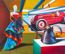 ANTONIO NUNZIANTE  - LA GIORNATA DEL GRAN PREMIO - DIPINTO 50x60 (INCORNICIATO)