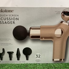 Brookstone LCD Touch Screen Percussioni Rosa Massaggiatore Senza Fili 4 Testine 32 Livelli