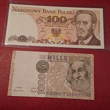 Lotto Banconote Europee Polonia E Italia Vintage 1986 E 1982 Lotto B45 