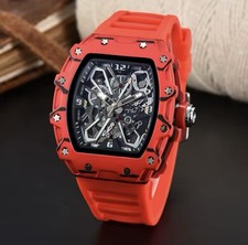 Orologio Richard Fashion Style Rapper Mille Rosso  Deal Skeleton