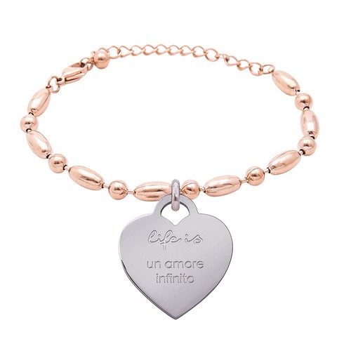Bracciale acciaio rosato - acciaio,