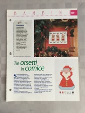 Schema punto croce Bambini Tre orsetti in cornice Natale Babbo Natale