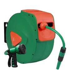 Avvolgitubo Acqua Automatico da Parete 20mt Tubo Giardino 1/2" Pistola 9 Getti