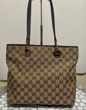 GUCCI GG Tote Bag Tela Pelle