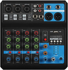 Mini Mixer Audio Professionale Mixer 5 Canali USB Wireless Riproduzione 48V Alim