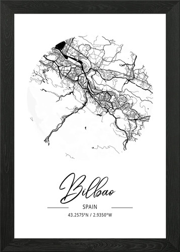Bilbao area city map framed - bilbao,