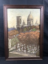 Huile sur panneau - Cimetière