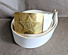 Cintura soldato cerimoniale Armata Rossa sovietica fibbia ottone PVC bianco U...