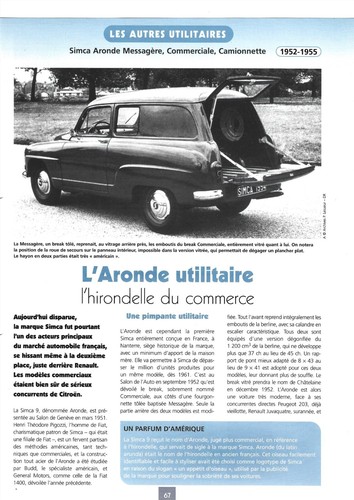 Fiche simca aronde messagere - &,