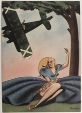 REGIA AERONAUTICA MI ABBASSAI FINO A TERRA CARTOLINA SATIRICA ILL. BURATTIN