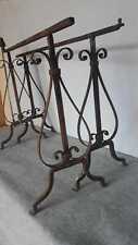 COPPIA CAVALLETTI / TRISPIDI PER LETTO ANTICHI IN FERRO BATTUTO  Chiama x sconto