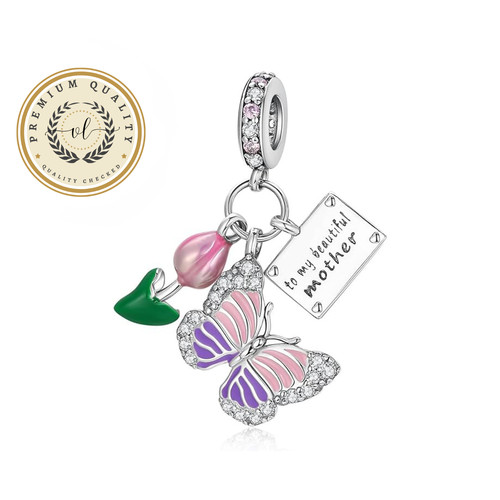Charm tulipano farfalla - tulipano,