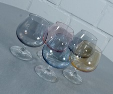 5 vecchi bicchieri da cognac - brandy di vino portacandele vari colori irides...