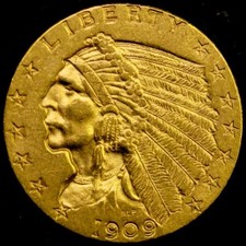 1909 $2,50 oro quarto d'aquila