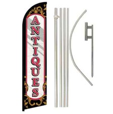 Antiques (Mirror) Windless Full Curve Advertising Banner Flag & Pole Kit