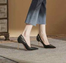 Decolte Scarpe Tacco Alto 8.5 Cm Pelle Sintetica Nero Oro Lucido Eleganti 38012