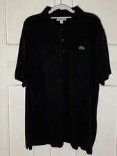 Polo sportiva Lacoste 3XL FR 8 nera tessuto a costine logo coccodrillo manica corta uomo
