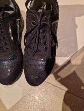 Sneaker Camoscio Blu donna NeroGiardini Made In Italy Decorazione Paillette N.36