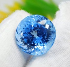 Gemma sfusa taglio tondo zaffiro blu ceylon naturale certificato AAA+ 20,00 ct