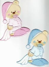 APPLICAZIONI TERMOADESIVE "ORSETTO/A CHE VA A NANNA" DECORAZIONE PER COPERTINA 