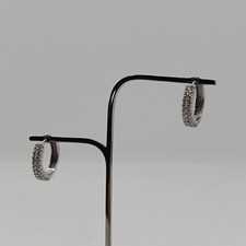 ORECCHINI A CERCHIO IN ORO BIANCO 750 18KT CON ZIRCONI 1,9 GRAMMI (7942)