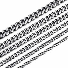 Larghezza Acciaio Inox Uomo Argento Collana Maglia Grumetta Catena Reale Sottile