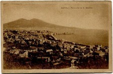 Primi '900 Napoli panorama da San Martino tetti palazzi case mare FP B/N