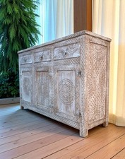 Armadio rustico marocchino | mobile boho intagliato a mano | contenitore in legno massello personalizzato