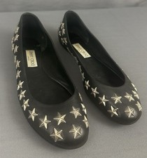 JIMMY CHOO BALLERINE DÉCOLLETÉ / SCARPE BASSE IN PELLE NERA donna taglia EU 39,5 - UK 6,5