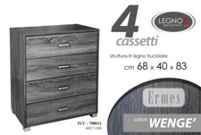 CASSETTIERA MODERNA 4 CASSETTI SETTIMINO WENGè ROVERE SBIANCATO LEGNO 83*68*40