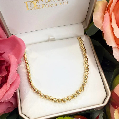 Collana boule diamantata - , in