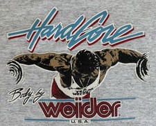 MAGLIONE VINTAGE BODY BY JOE WEIDER GIROCOLLO 1984 BODYBUILDING PALESTRA MONDO ORO