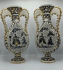 Antica Coppia Grandi Anfore Italy Profilio Urne  Dipinte